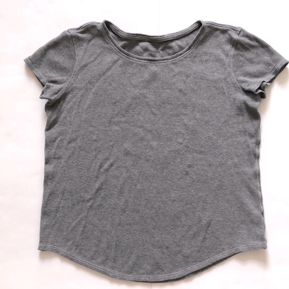 Lululemon S Top Grey crew neck Short sleeve waffle round hemline Excellent Condi - Picture 2 of 11